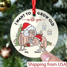 Personalized I Want To Grow Old With You Ceramic Circle Ornament, Gift For Gr...