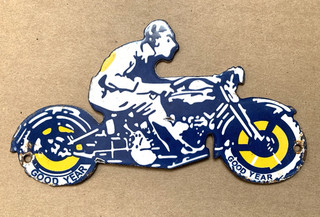 VINTAGE GOODYEAR TIRES BLIMP TYRES SALES & SERVICE PORCELAIN GASOLINE GAS SIGN