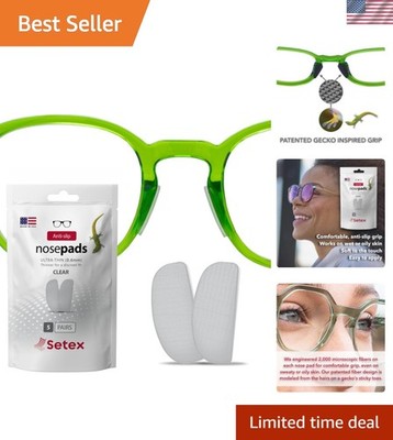 Gecko Grip Ultra-Thin 0.6mm Anti Slip Eyeglass Nose Pads, 5 Clear Pair  Made,...