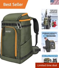 Ski Boot Bag, 65L Snowboard Boots Travel Backpack for Helmet, Ski Shoes, Gogg...