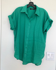 Lauren Ralph Lauren Womens M Green Linen Shor...