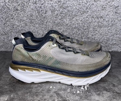 Hoka One One Bondi 5 Gray Blue Gold Running Shoes Mens Size 11.5