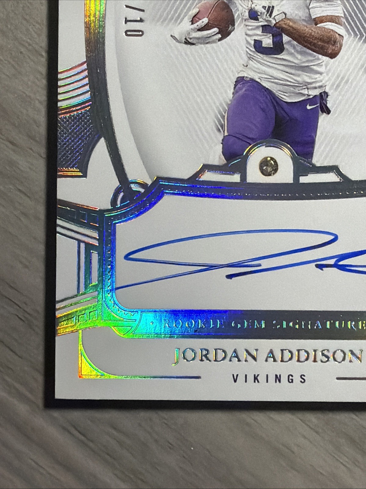 JORDAN ADDISON 2023 FLAWLESS Diamond GEM ROOKIE On Card AUTO Vikings #/10 view 8