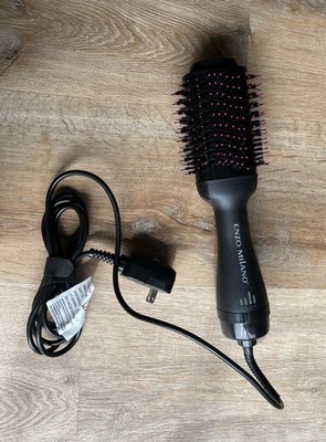 Enzo Milano Blow Out Heater Air Brush for Hair Styling and Curling Black
