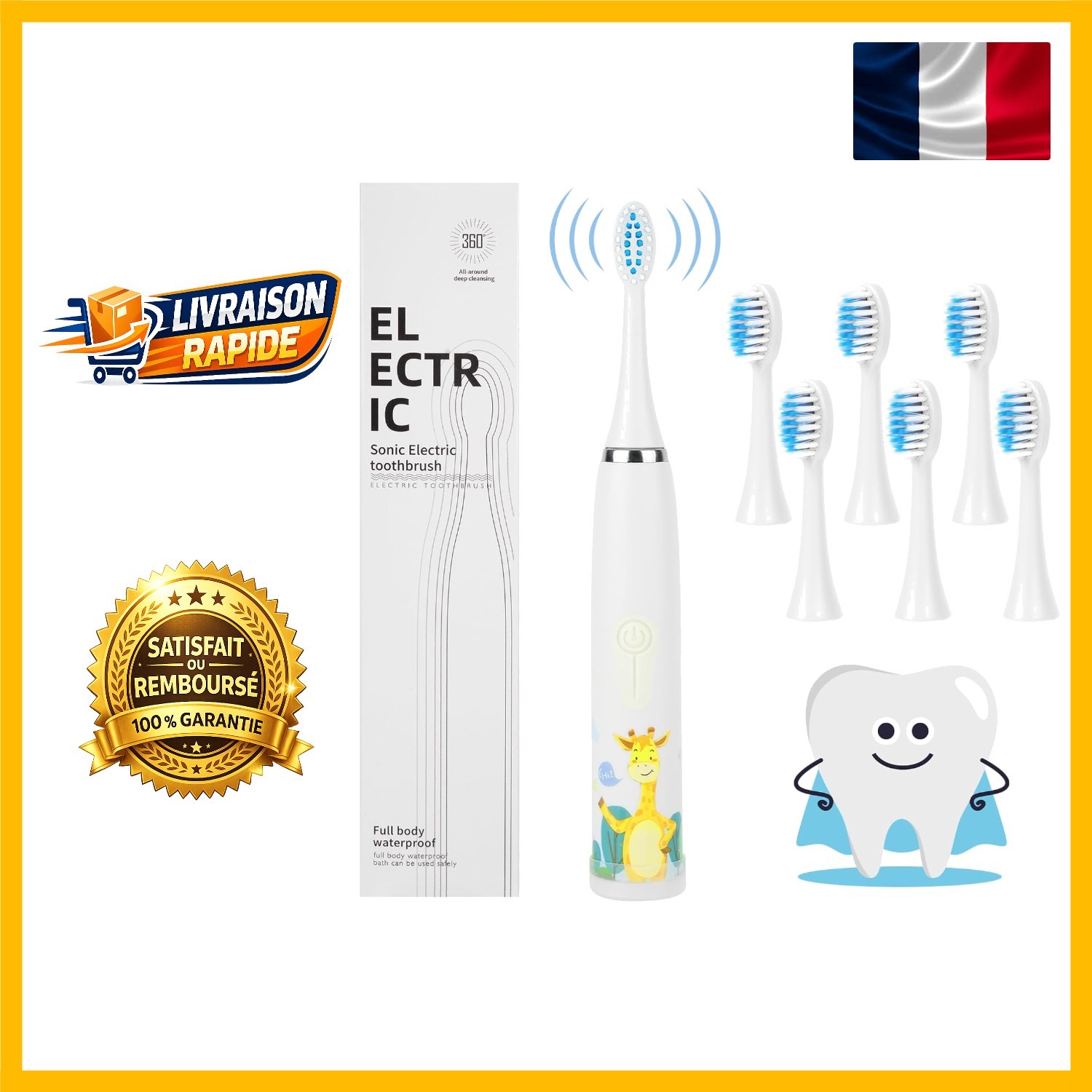 Brosse à dents électrique enfants Vicloon anti plaque pour gencives