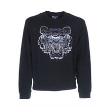 KENZO Tiger Embroidered Black Cotton Crewneck Pullover Sweatshirt Men's S Logo