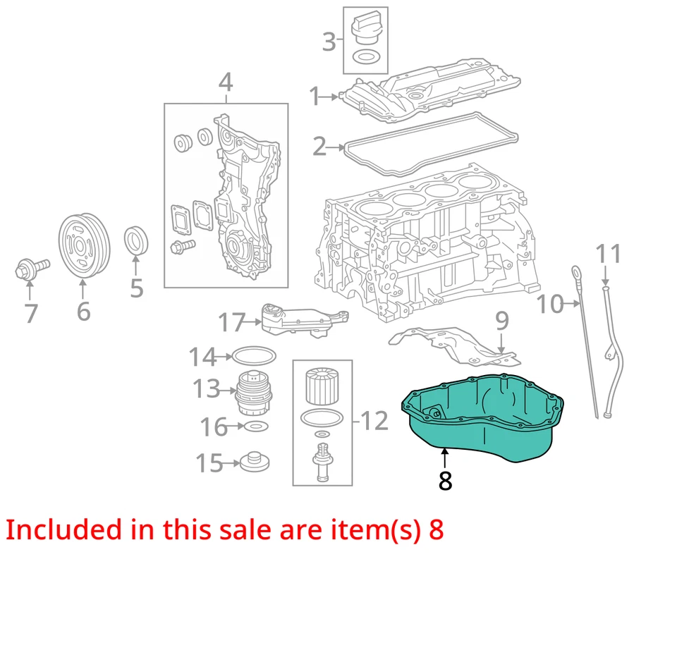 Se adapta a Toyota Venza 2009-2016 2,7 L cárter de aceite inferior del motor 121010V010 OEM Foto 4 de 4
