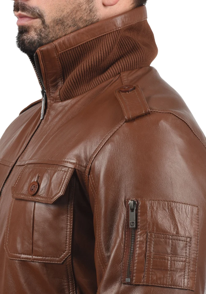 Blouson cuir bombardier marron pour homme veste de vol taille S M L XL XXL su... - Photo 4/4