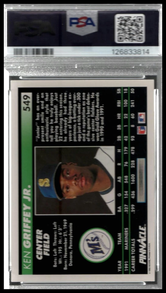 Pinnacle 1992 - Ken Griffey Jr #549 Foto 2 de 2