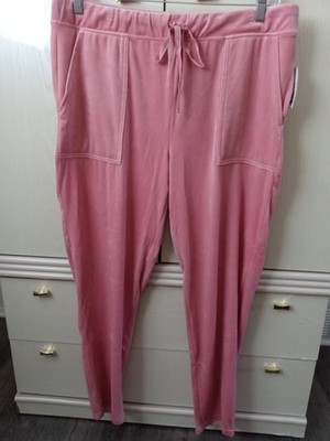 Time and Tru Womens Drawstring Velour Lounge Pants PINK 3XL/3XG  (22)