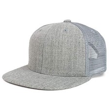 Youth Stylish Flat Bill Structured Mesh Back Snapback One Size Heather Grey