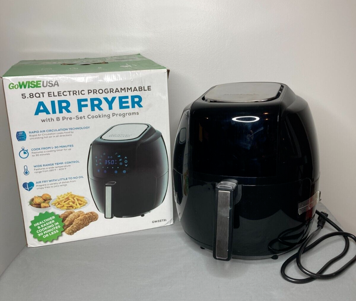 GoWISE USA GW22731 1700W 5.8QT 8 in 1 Digital Air Fryer Programmable