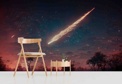 3D Planet Nacht Meteor Selbstklebende Abnehmbare Tapete Wandbild