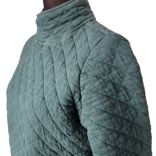 Orvis Quilted Sweatshirt Women XS Green Mock Turtleneck Pullover Shirt Top Warm - Picture 5 of 9