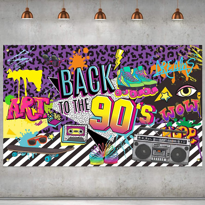 90S Theme Backdrop Hip Hop Graffiti Back to 90'S Party Banner Background 71X43.3