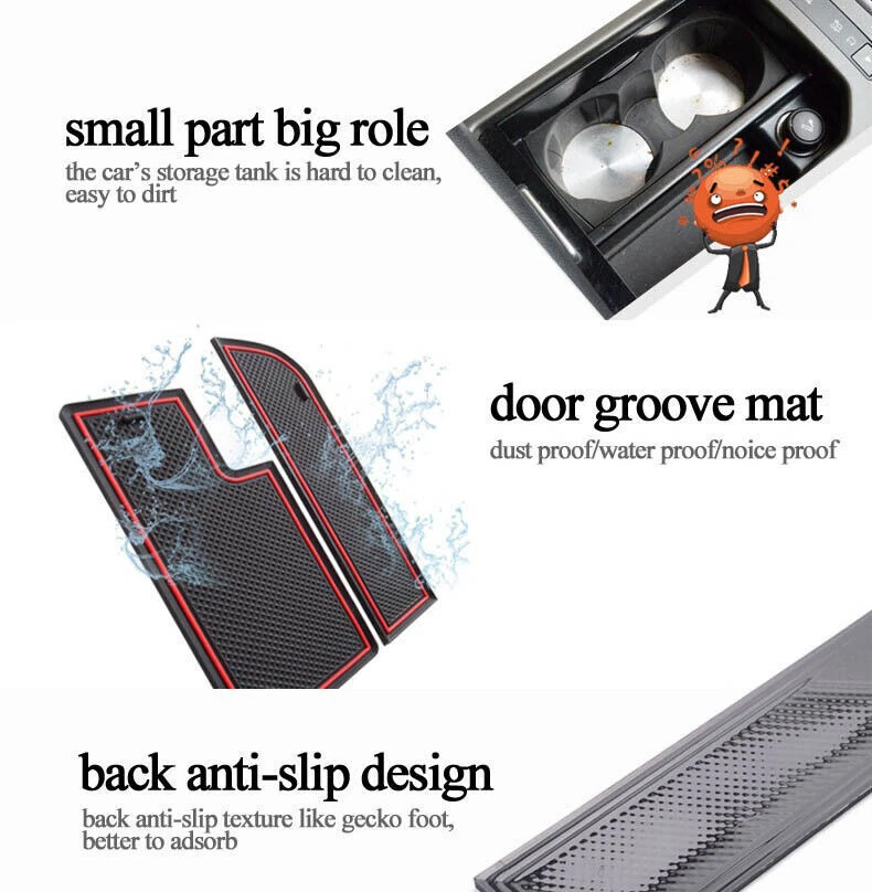 Alfombrilla portavasos de goma con ranura para puerta interior antideslizante 8 piezas para Audi A4L 2009-2012 Foto 4 de 4