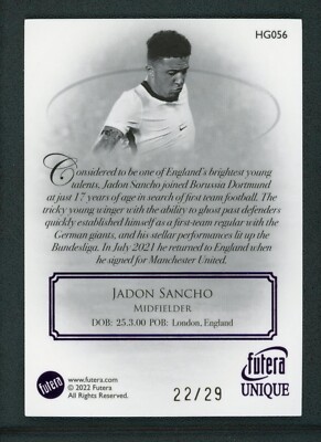 2022 JADON SANCHO 22/29 FUTERA UNIQUE HERITAGE | eBay