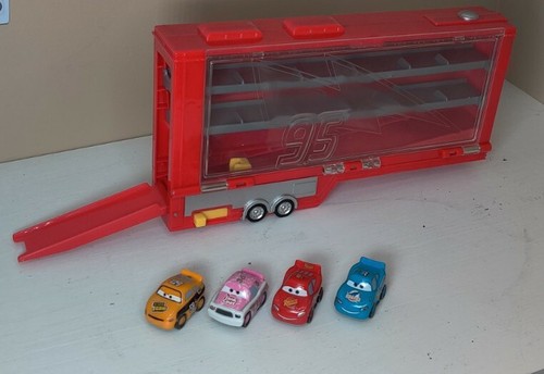Disney Pixar Cars Large Mack Truck Lightning McQueen 2012 Mattel 8” W7170 + Cars - Picture 3 of 10