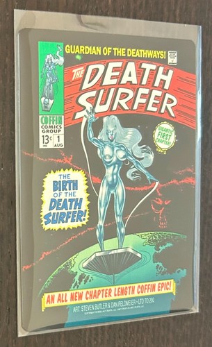 LADY DEATH METALLICARD -- Death Surfer (Silver Surfer #1) -- Metal Card Ltd 200