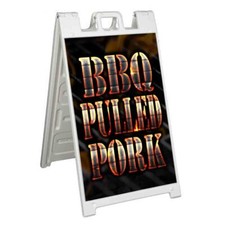 BBQ PULLED PORK Signicade 24x36 Aframe Sidewalk Sign Banner Decal BARBEQUE