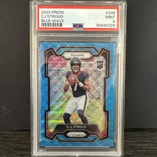 2023 PANINI PRIZM BLUE WAVE #339 CJ STROUD ROOKIE RC 67/199 PSA 9
