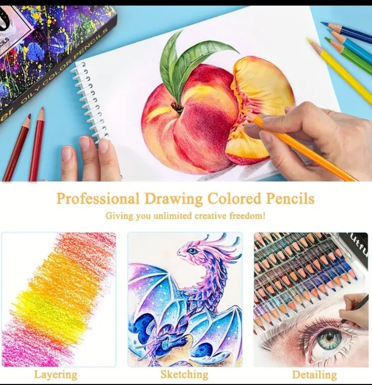 Brutfuner 72 Professional Oily Colored Pencil Vibrant Color
