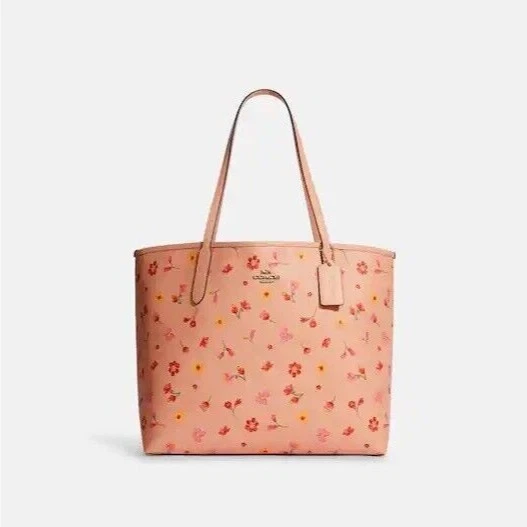 Coach C8743 City Tote With Mystical Floral Print In Faded Blush Multi