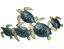 HUGE Hand Crafted Metal TURTLES Wall Art Hanging Tropical Nautical Decor Coast