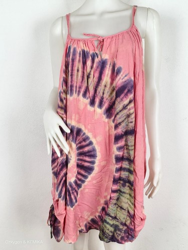Ladies Tie Dye Double Straps Dress Spiral Sundress Bohemian Peasant Plus Size DB - Picture 147 of 149