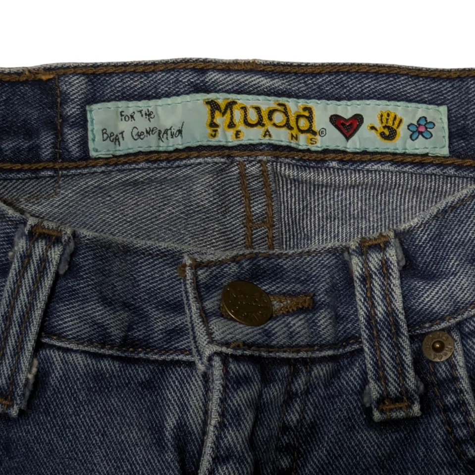 Vintage Mudd Jeans Bell Bottoms 5 (27x32) Big Flare 90s Y2K Hippie Boho Retro - Image 3 of 4