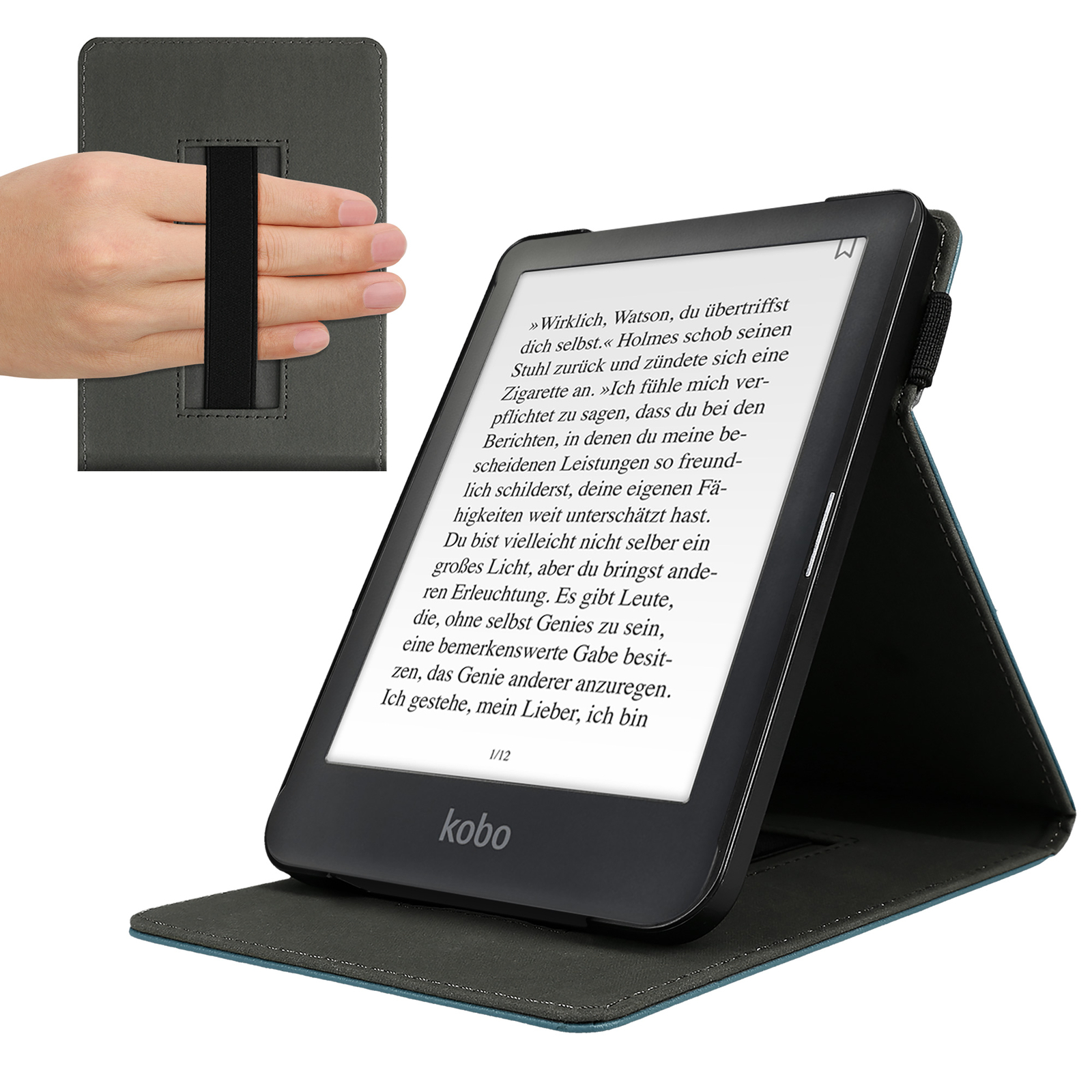 Hülle für Kobo Aura ONE Schlaufe Ständer e-Reader Cover Case Schutzhülle eReader