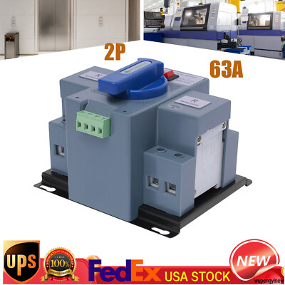 Automatic Transfer Switch 2P 63A 110V AC Generator Dual Power Changeover Switch
