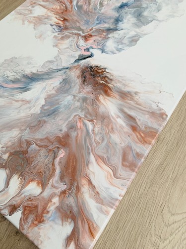 Original painting explotion pastel tones gently art for bedroom fluidart signe - Picture 5 of 9