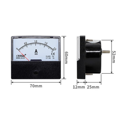 1 Pc. New DH-670 Analog DC Ammeter AMP Current Meter Gauge DC 0-2A