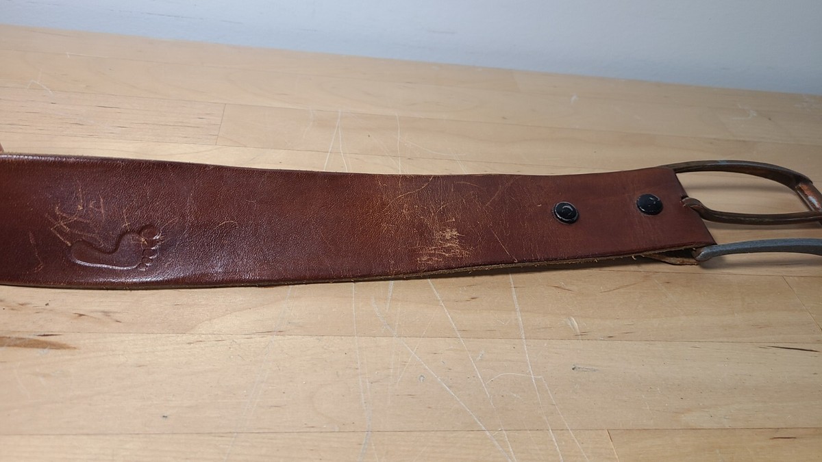 Vintage Hang Ten webbed belts EUC size M‎ Vintage Hang Ten Bare Foot Feet Footprint Embossed Brown  main image 2