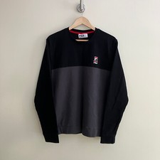 Fila Sweatshirt Men  s L Black  Gray Long Sleeve Crew Neck Fleece Pullover Large