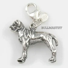 Bullmastiff Dog Charm 3-d Solid Sterling Silver