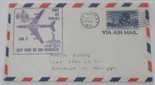 New York to San Francisco California March 21 1959 first flight airmail