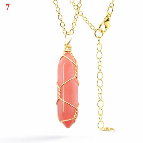 Natürliche Edelstein-Halskette Chakra-Stein-Energie-Heilkristall Mit Kette❥ K - Bild 49 von 58