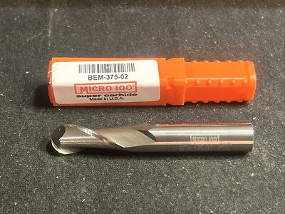 Micro 100, 3/8''x 2-1/2  2 Flute Solid Carbide Ball End Mill. BEM-375-02, USA