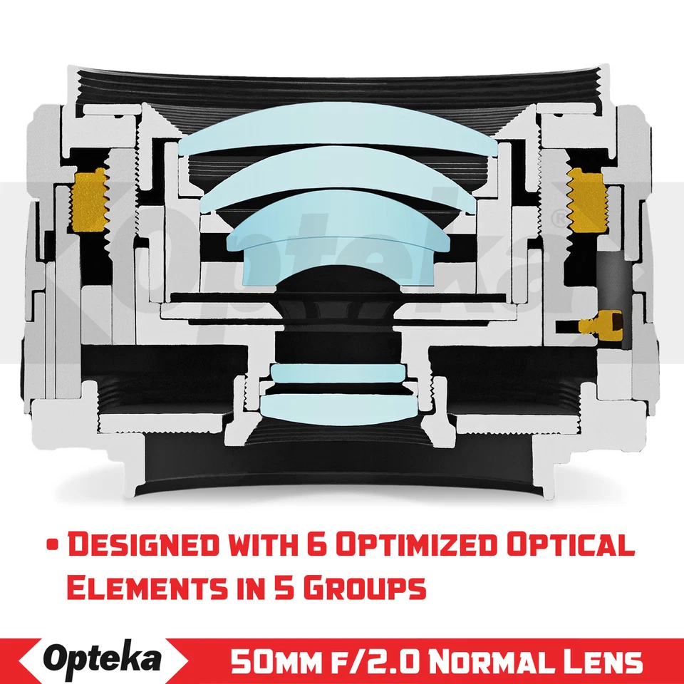 Opteka 50mm f/2.0 Lens + Kit for Olympus OM-D E-M10 E-M5 E-M1 PEN PL7 PL6 PL5 P5 - Image 3 of 4