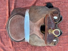 Rocking T Western  Barrel Racing  Saddle 15'' Custom Made Hand Tooled Leather