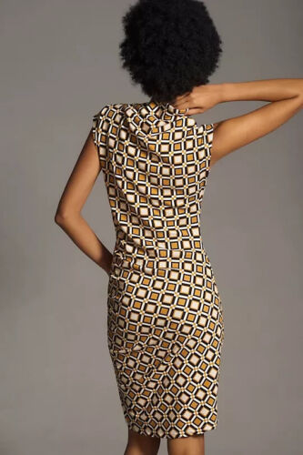NWT Anthropologie The Maya Ruched Cowl-Neck Mini Dress Size XS Printed GC411 - Picture 3 of 10