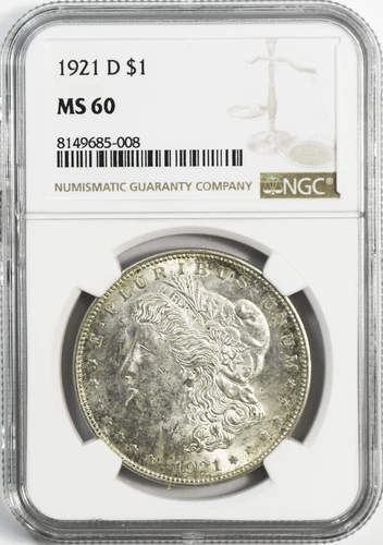 1921 D $1 Morgan Silver One Dollar NGC MS60 Denver