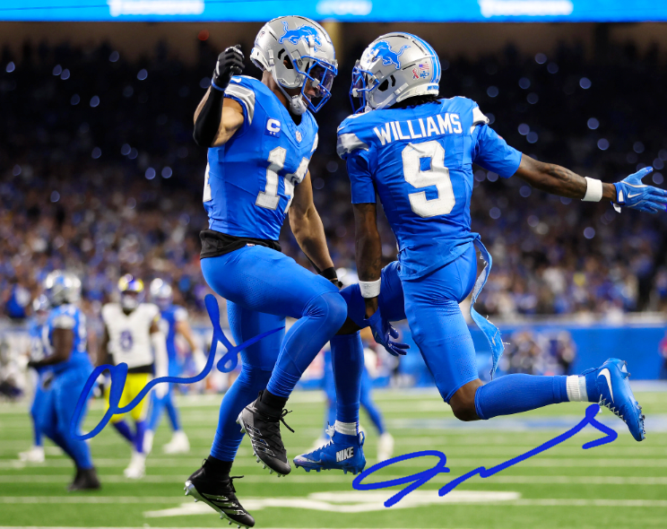 Amon-Ra St Brown Jameson Williams Auto 8x10 Signed Detroit Lions