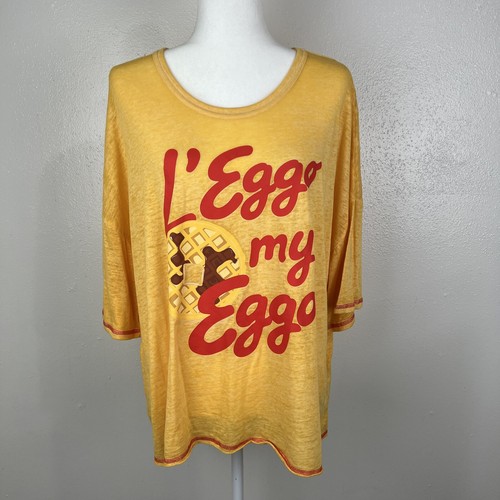 Eggo Shirt Women 3X 22W-24W Plus Sz Yellow Kellogg's L'eggo My Eggo Graphic Tee - Picture 15 of 15