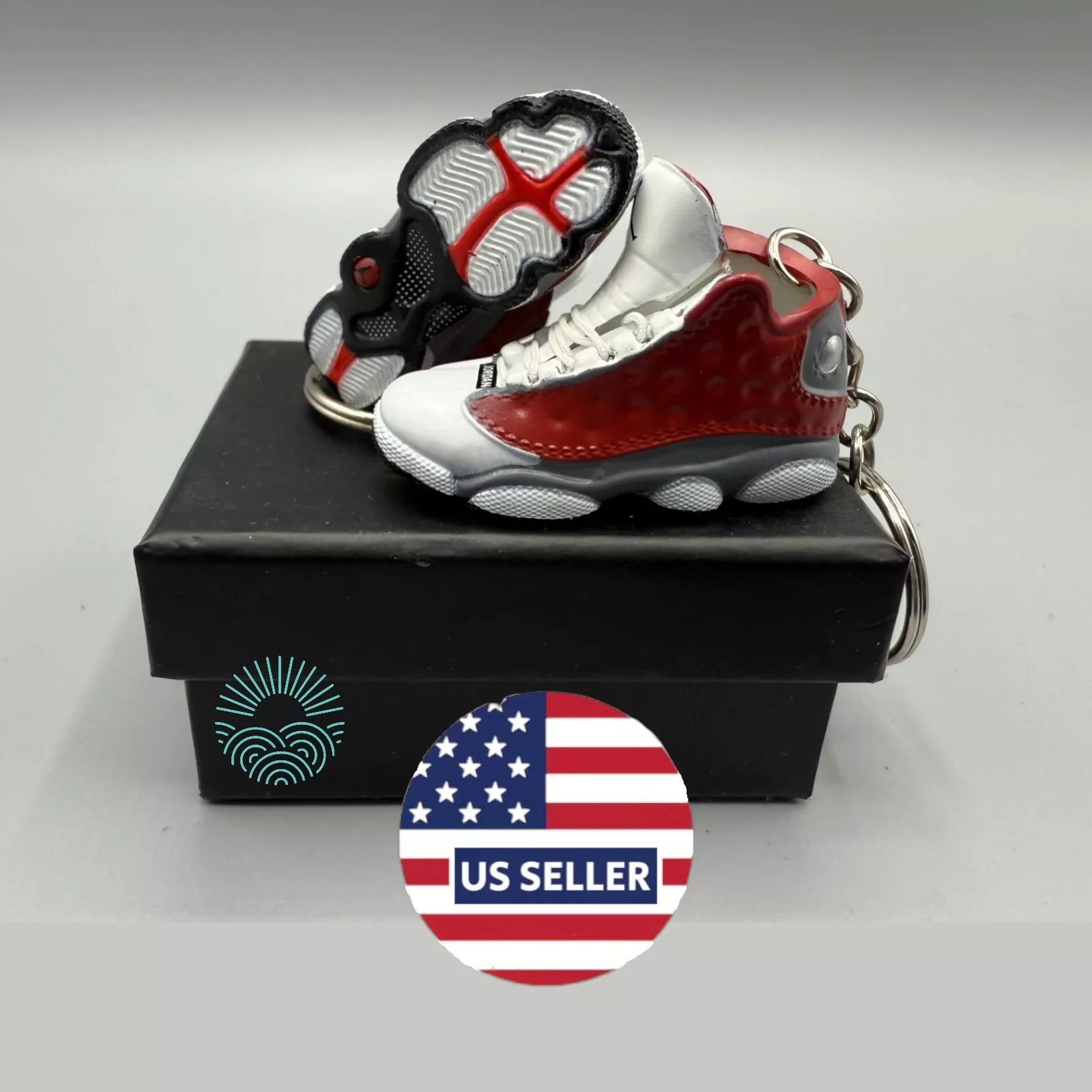 Porte clés Mini Baskets Air Jordan 13 avec Boîte à Chaussures 3D Cadeau/Charm
