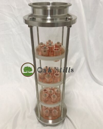 4" glass moonshine still alcohol distillation column with copper bubble plates - Afbeelding 1 van 3