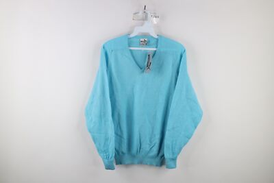 Deadstock Vintage 90s Puma Mens Size 36 Spell Out Knit V-Neck Sweater Sky Blue