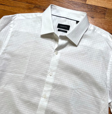 Bugatchi Textured Button Down Stretch Shirt White NWT 179 Size 17.5x36/37